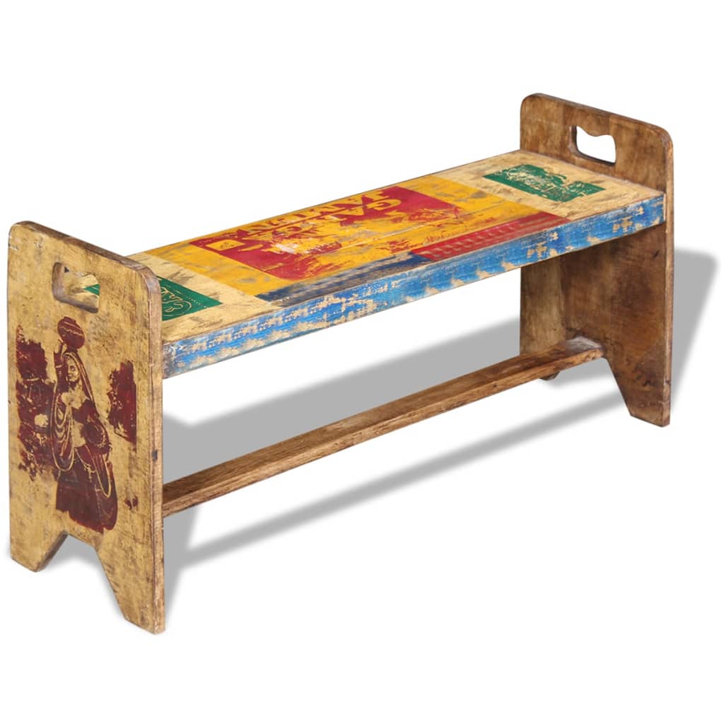 Banc Bois massif recyclé 100x30x50 cm - XIOS