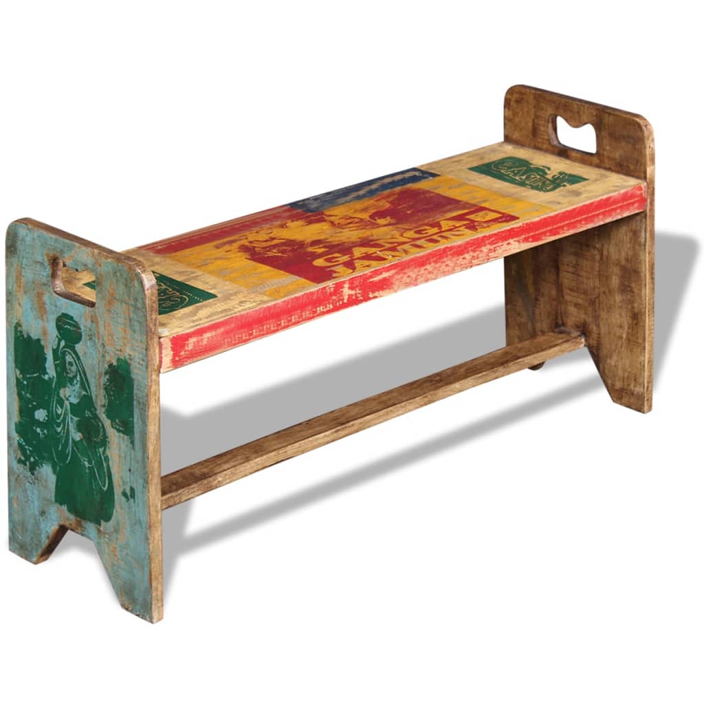 Banc Bois massif recyclé 100x30x50 cm - XIOS