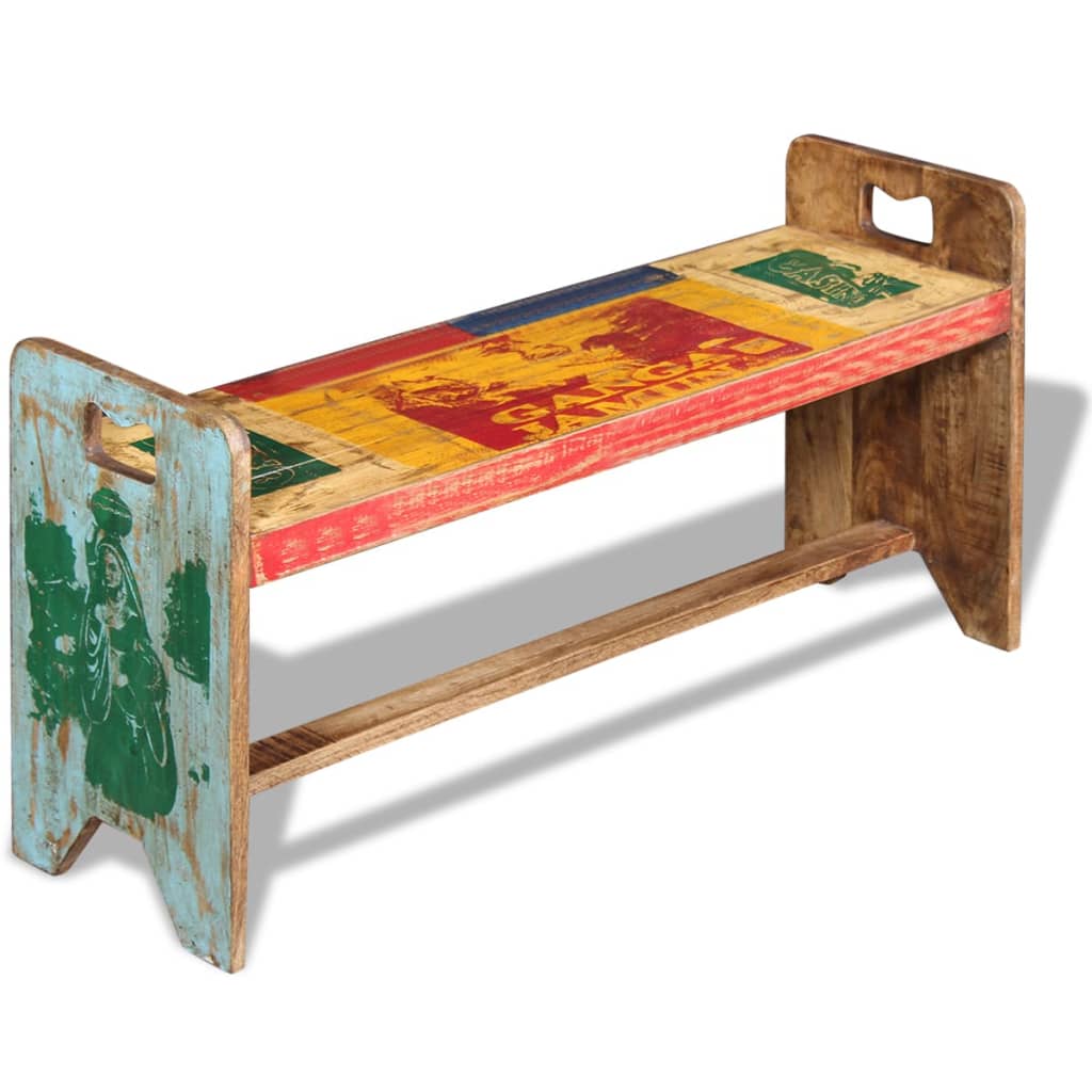 Banc Bois massif recyclé 100x30x50 cm - XIOS