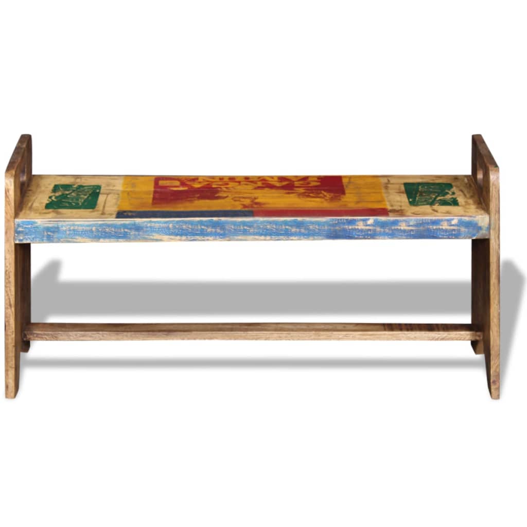 Banc Bois massif recyclé 100x30x50 cm - XIOS