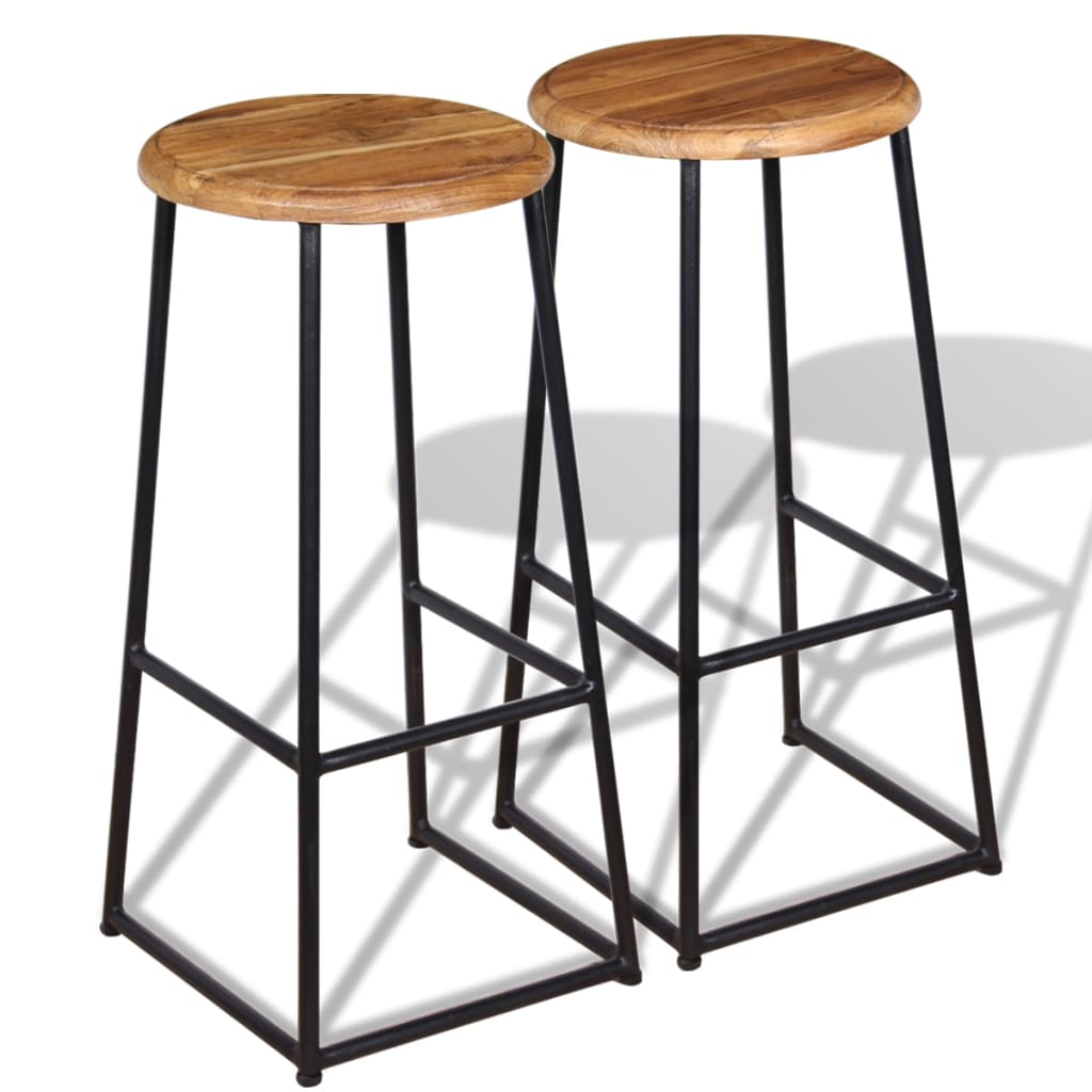 Tabourets de bar lot de 2 bois de teck massif - XIOS