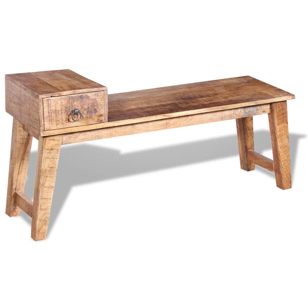 Banc avec tiroir Bois de manguier massif 120x36x60 cm - XIOS