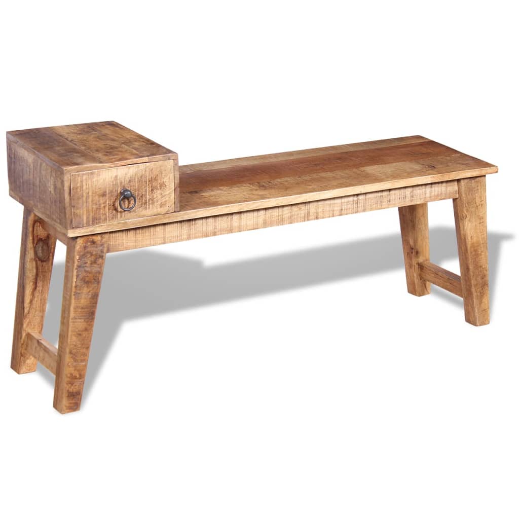 Banc avec tiroir Bois de manguier massif 120x36x60 cm - XIOS