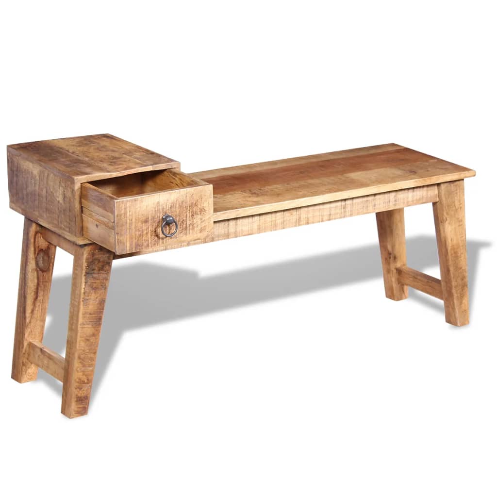 Banc avec tiroir Bois de manguier massif 120x36x60 cm - XIOS