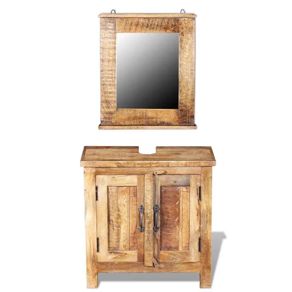 Meuble de salle de bain avec miroir Bois massif de manguier - XIOS