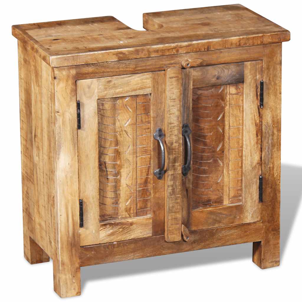 Meuble de salle de bain avec miroir Bois massif de manguier