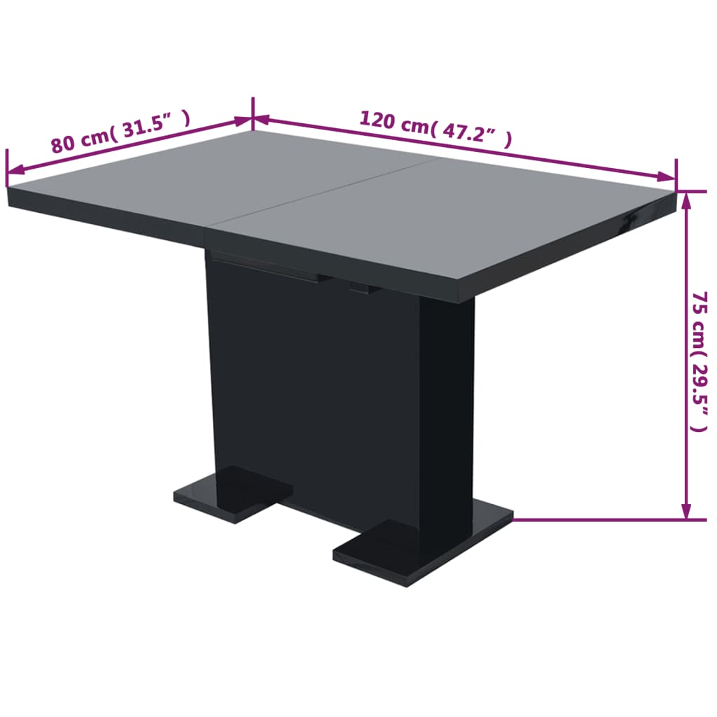 Table à manger extensible noir brillant - XIOS