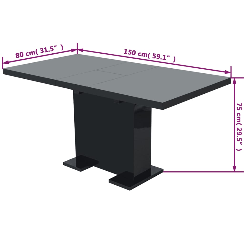 Table à manger extensible noir brillant - XIOS
