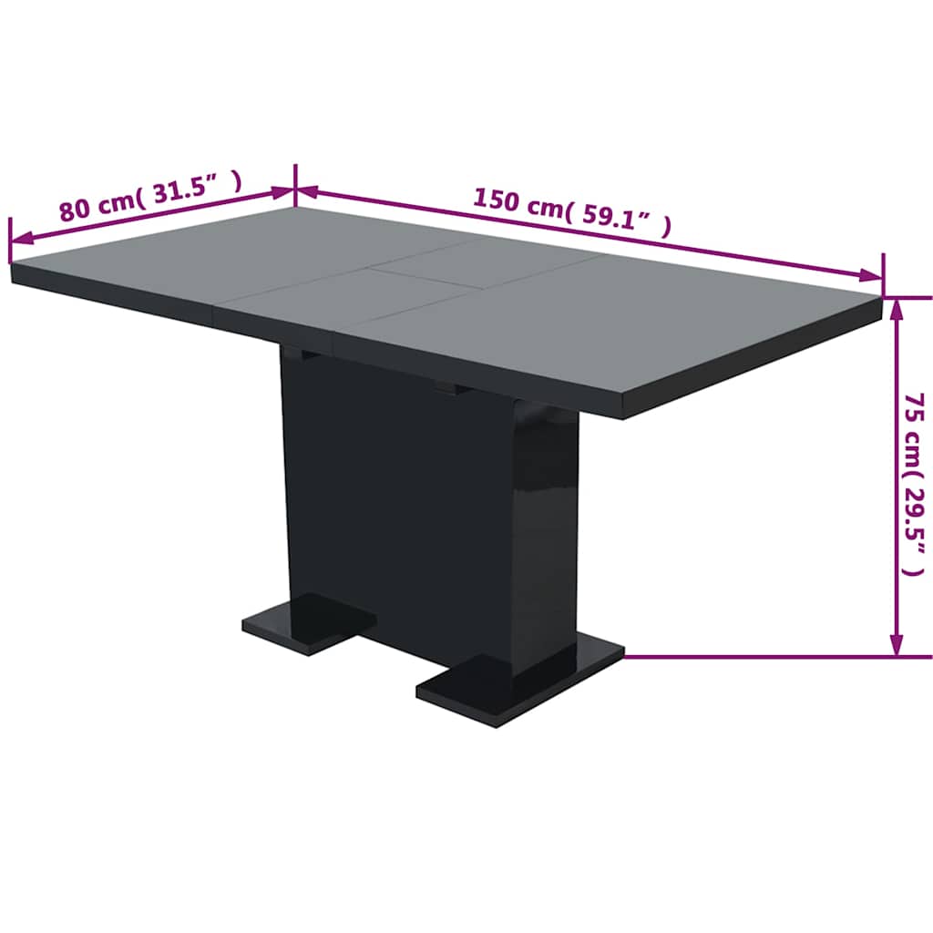 Table à manger extensible noir brillant