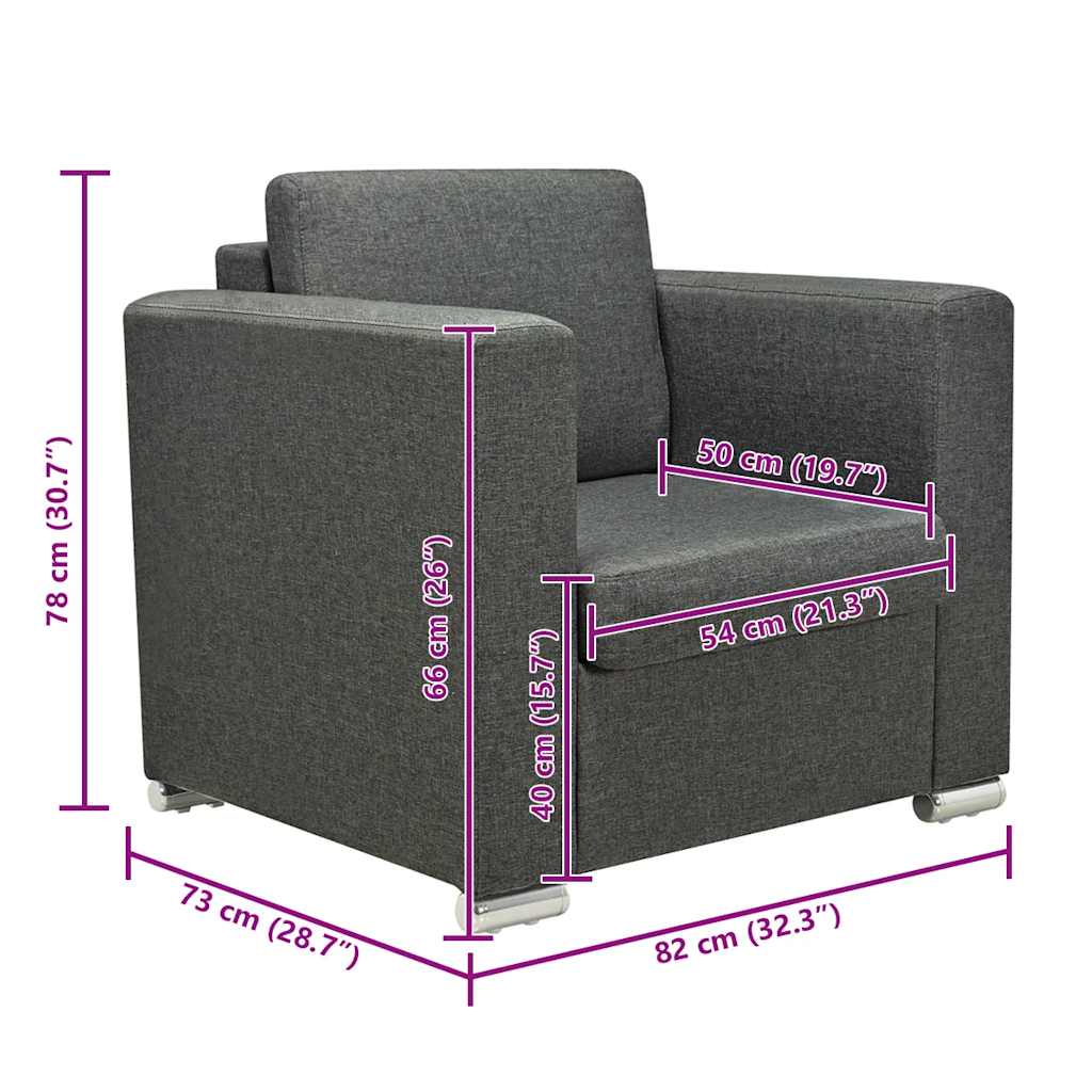 Fauteuil gris foncé tissu - XIOS
