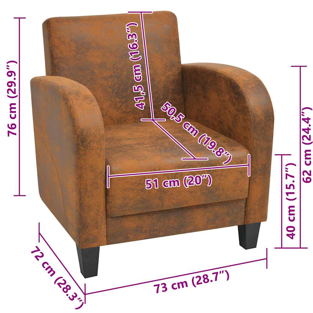 Fauteuil Marron Similicuir daim - XIOS