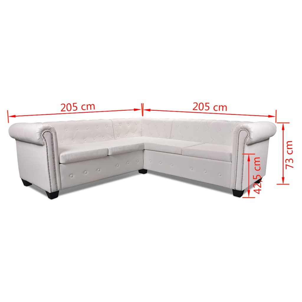 Canapé d'angle Chesterfield 5 plc Cuir artificiel Blanc