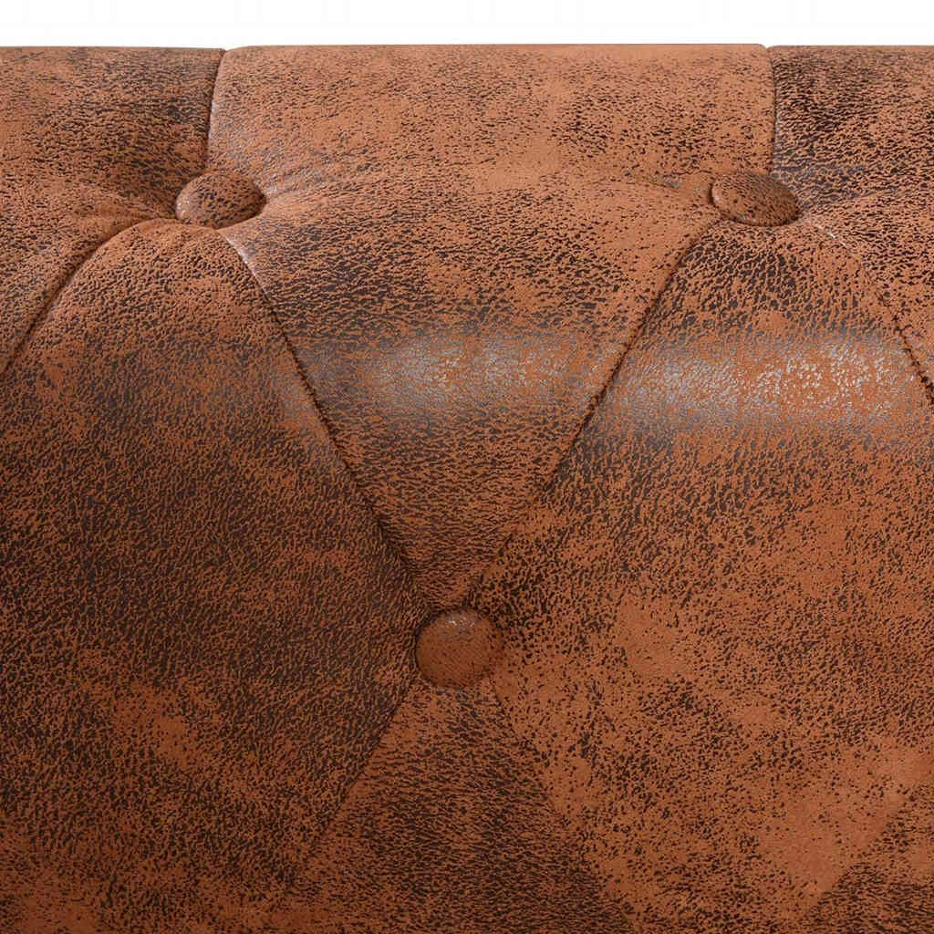 Canapé d'angle Chesterfield 6 Places Cuir artificiel Marron - XIOS