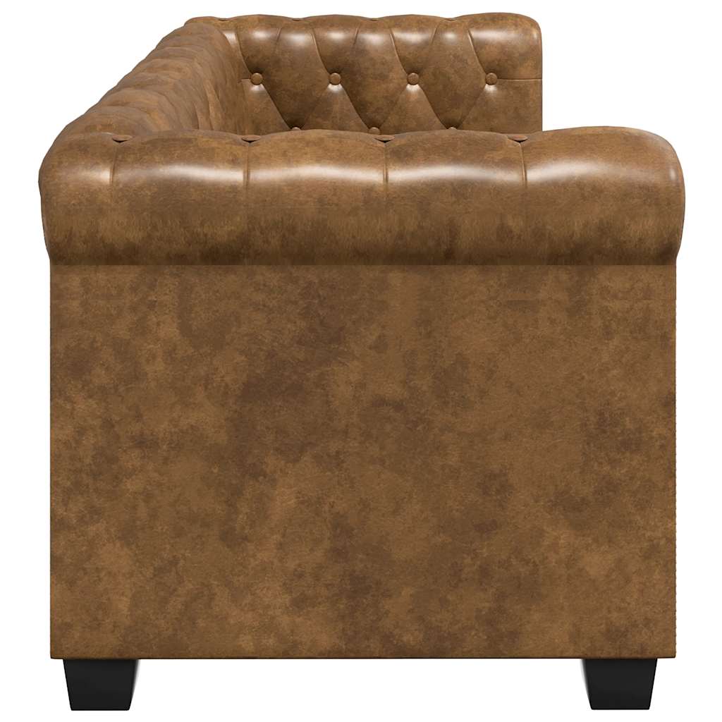 Canapé Chesterfield 2 places cuir artificiel marron - XIOS