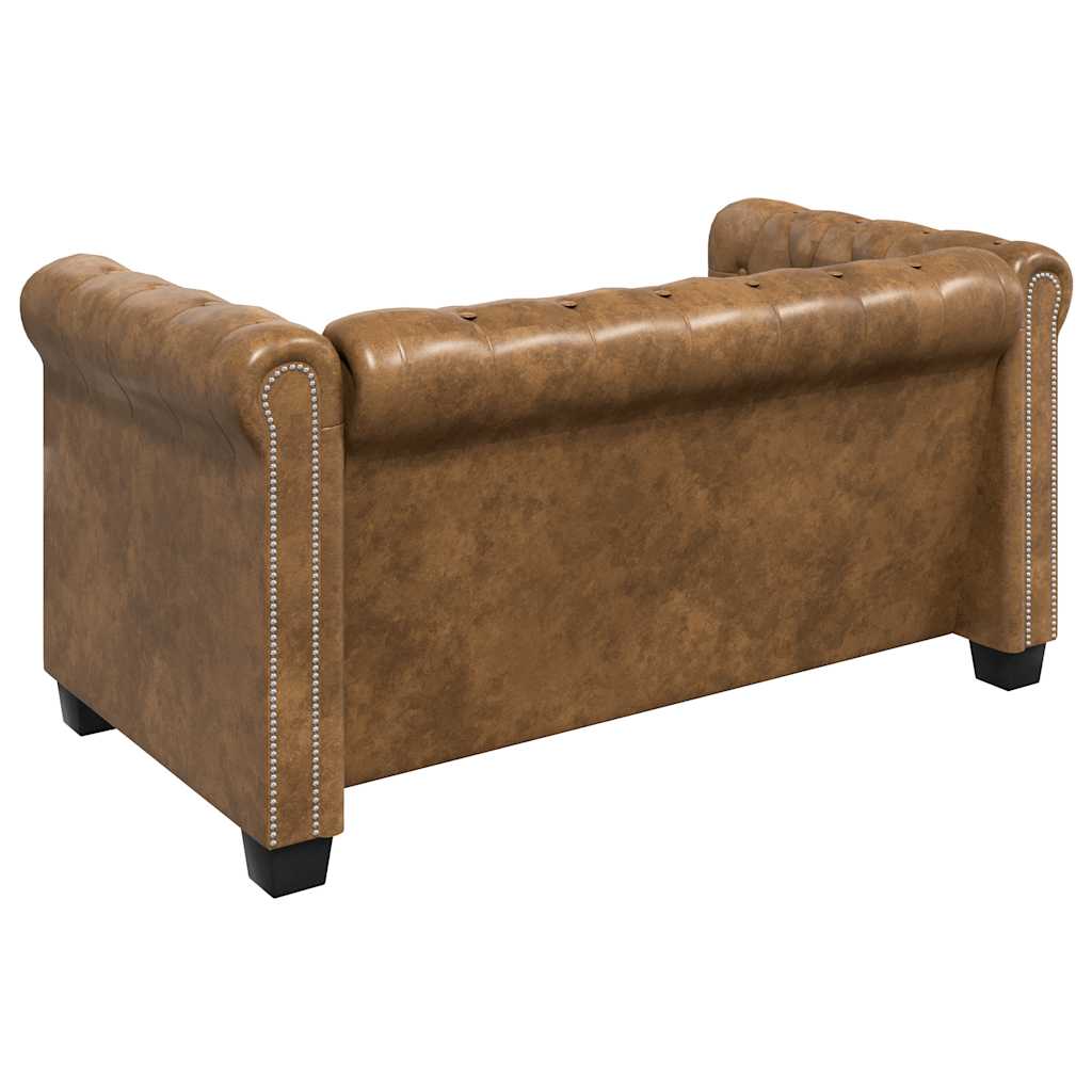 Canapé Chesterfield 2 places cuir artificiel marron - XIOS
