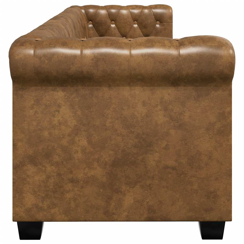 Canapé Chesterfield 3 places cuir artificiel marron - XIOS