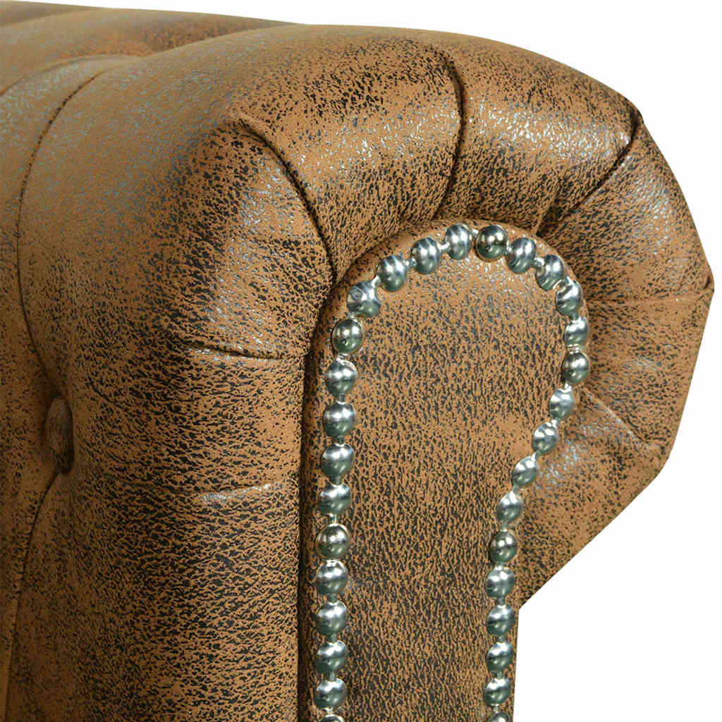 Canapé Chesterfield 3 places cuir artificiel marron - XIOS
