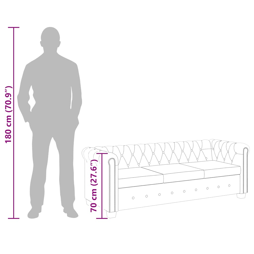 Canapé Chesterfield 3 places cuir artificiel marron - XIOS
