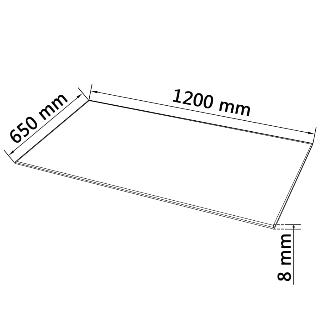 Dessus de table rectangulaire en verre trempé 1200 x 650 mm - XIOS