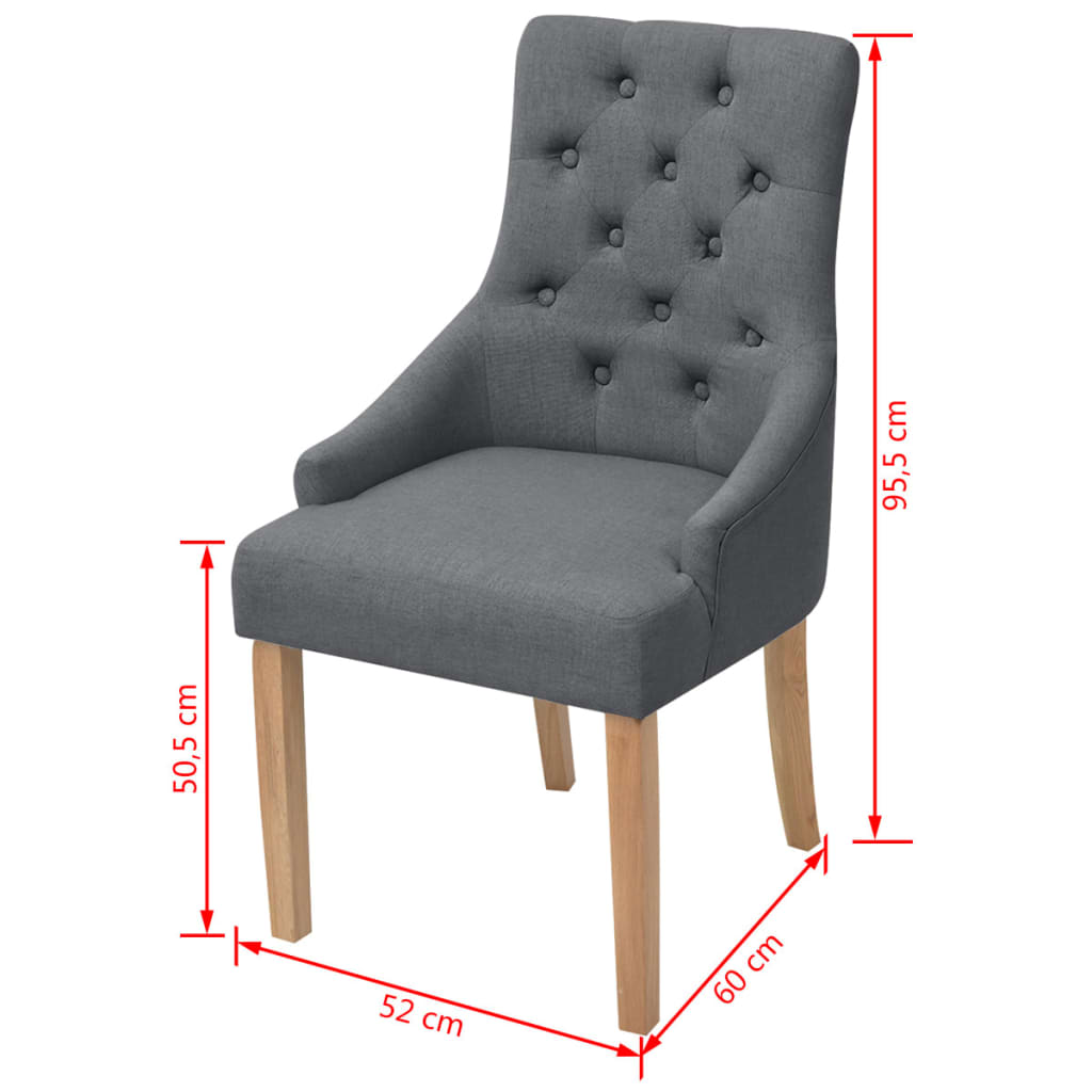 Chaises à manger lot de 2 gris foncé tissu - XIOS