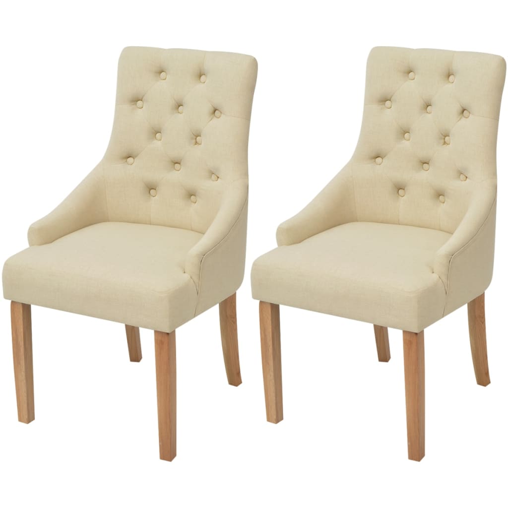 Chaises à manger lot de 2 crème tissu - XIOS