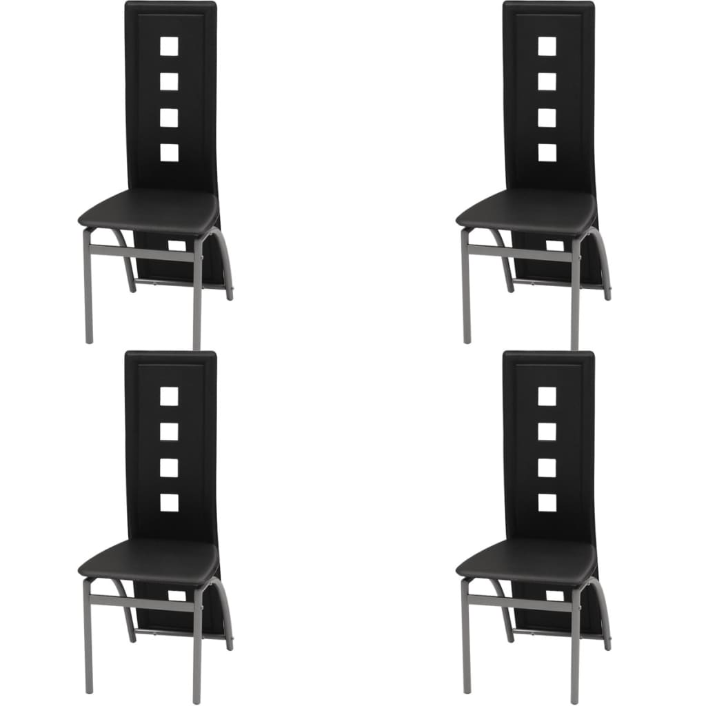 Chaises à manger lot de 4 noir similicuir - XIOS
