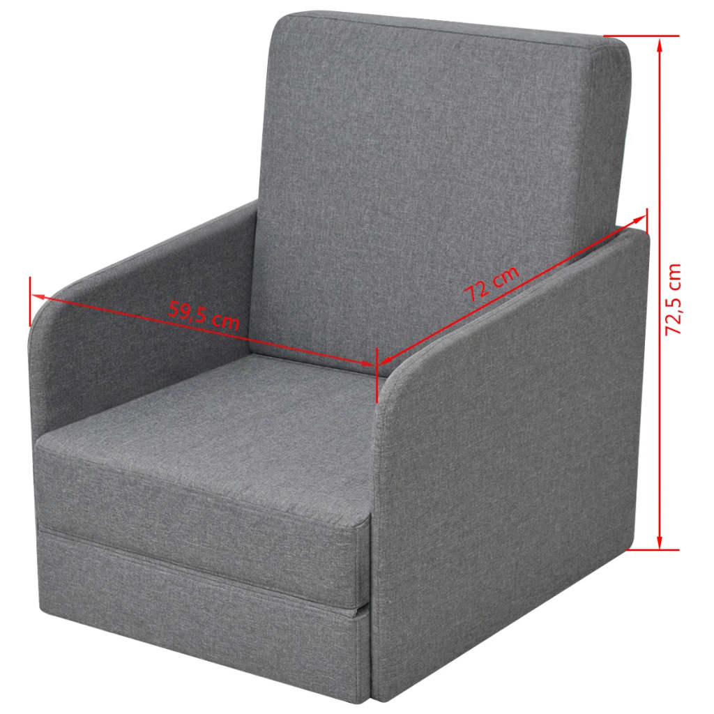 Fauteuil convertible gris clair tissu - XIOS
