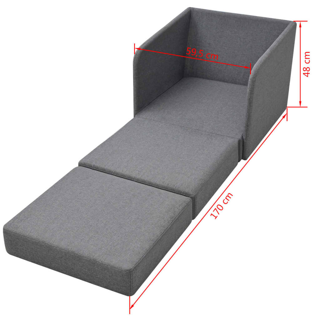 Fauteuil convertible gris clair tissu - XIOS