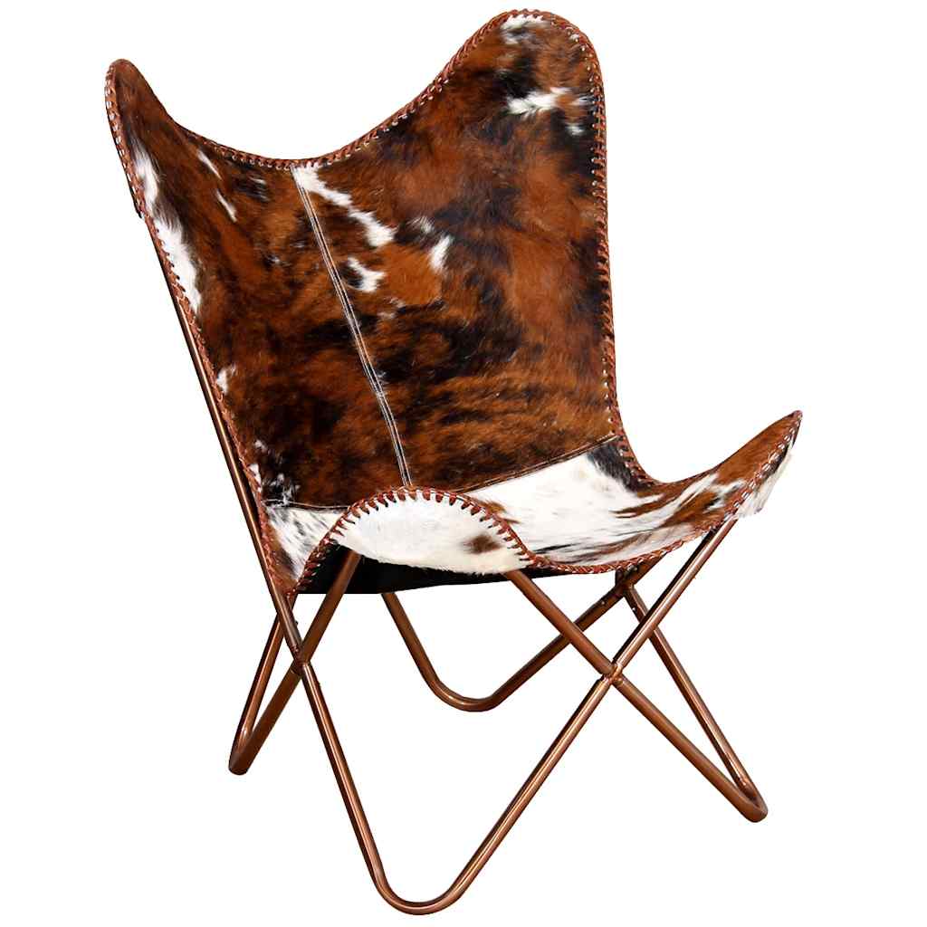 Chaise papillon marron et blanc cuir de vache - XIOS