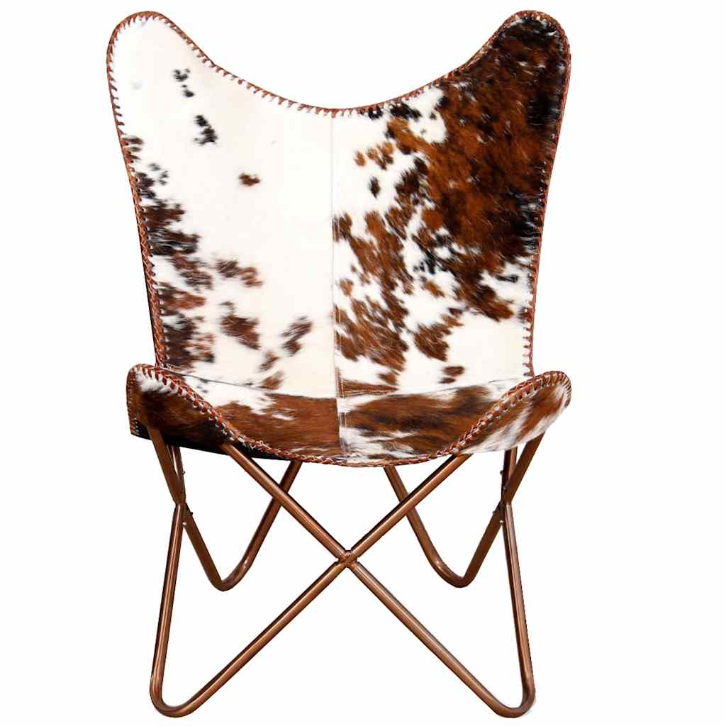 Chaise papillon marron et blanc cuir de vache - XIOS