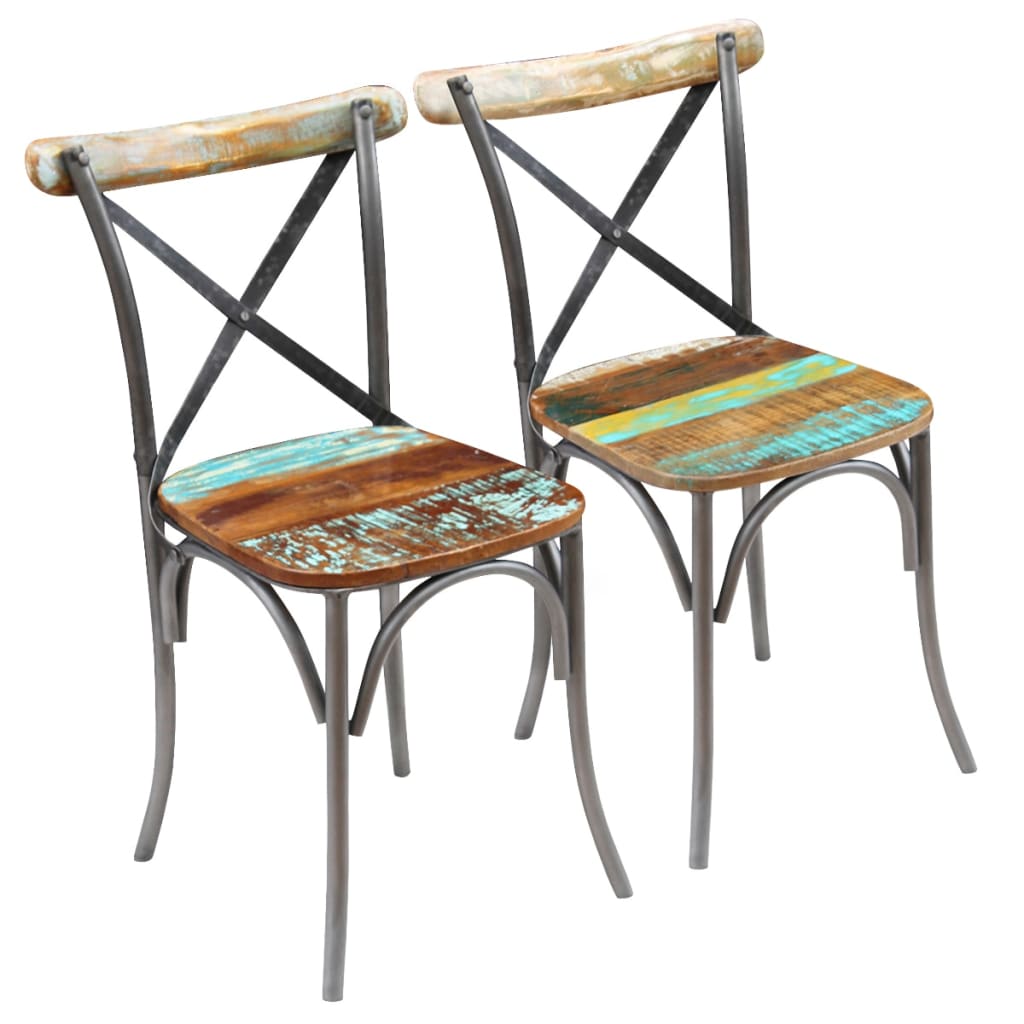 Chaises à manger lot de 2 bois de récupération solide - XIOS