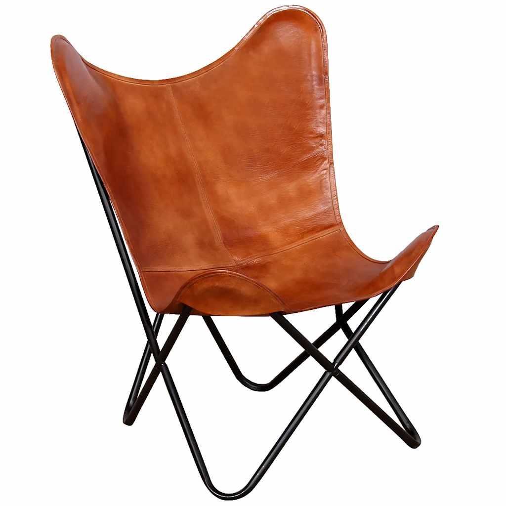 Chaise papillon Marron Cuir véritable - XIOS
