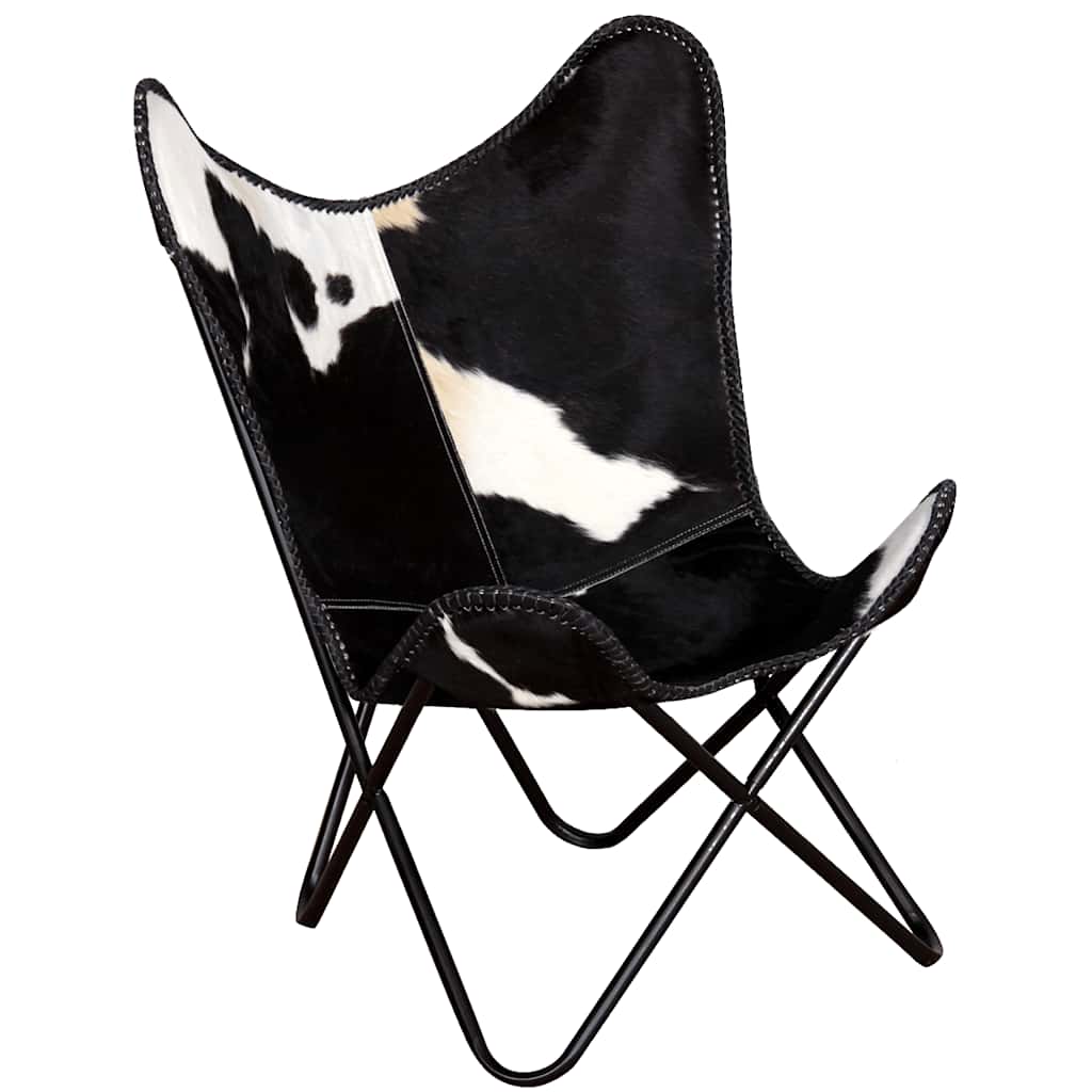 Chaise papillon noir et blanc cuir de vache - XIOS