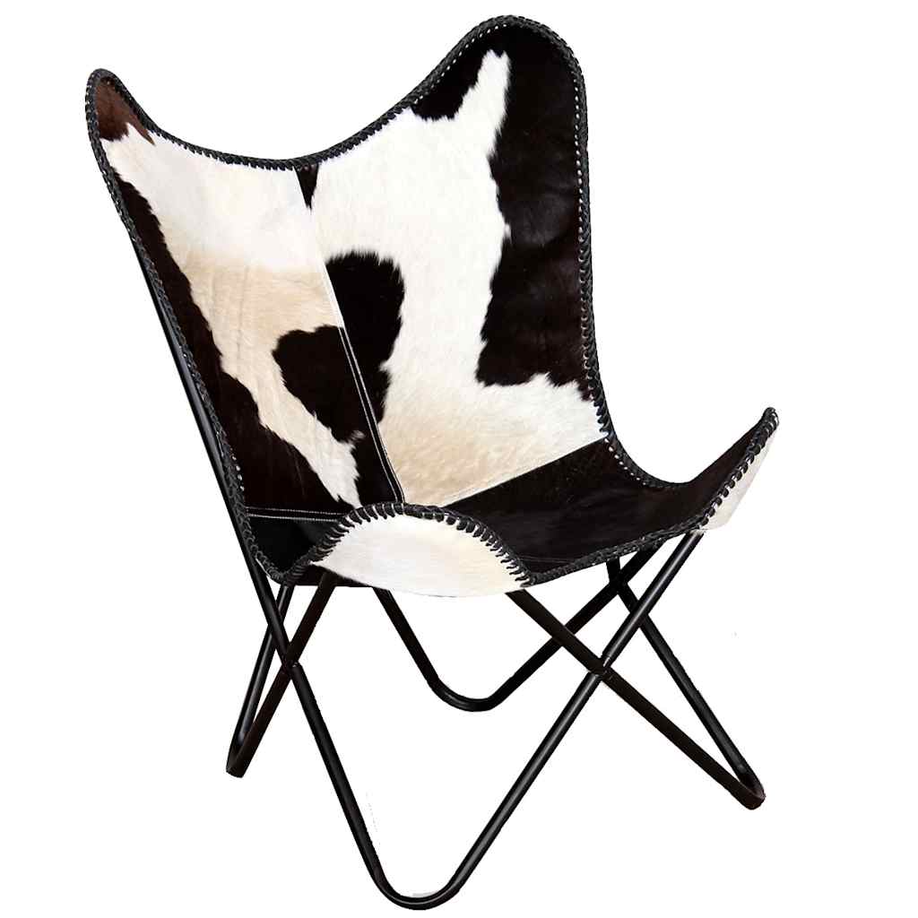 Chaise papillon noir et blanc cuir de vache - XIOS