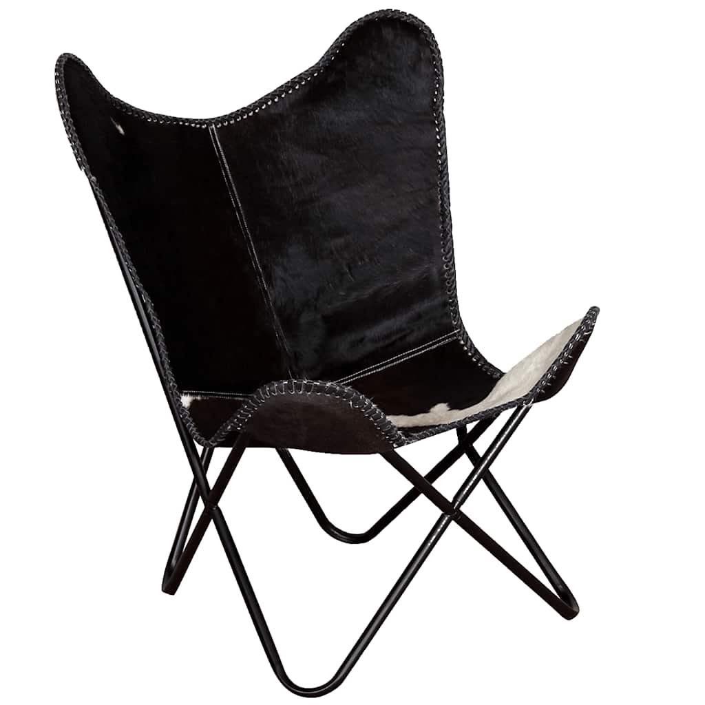 Chaise papillon noir et blanc cuir de vache - XIOS