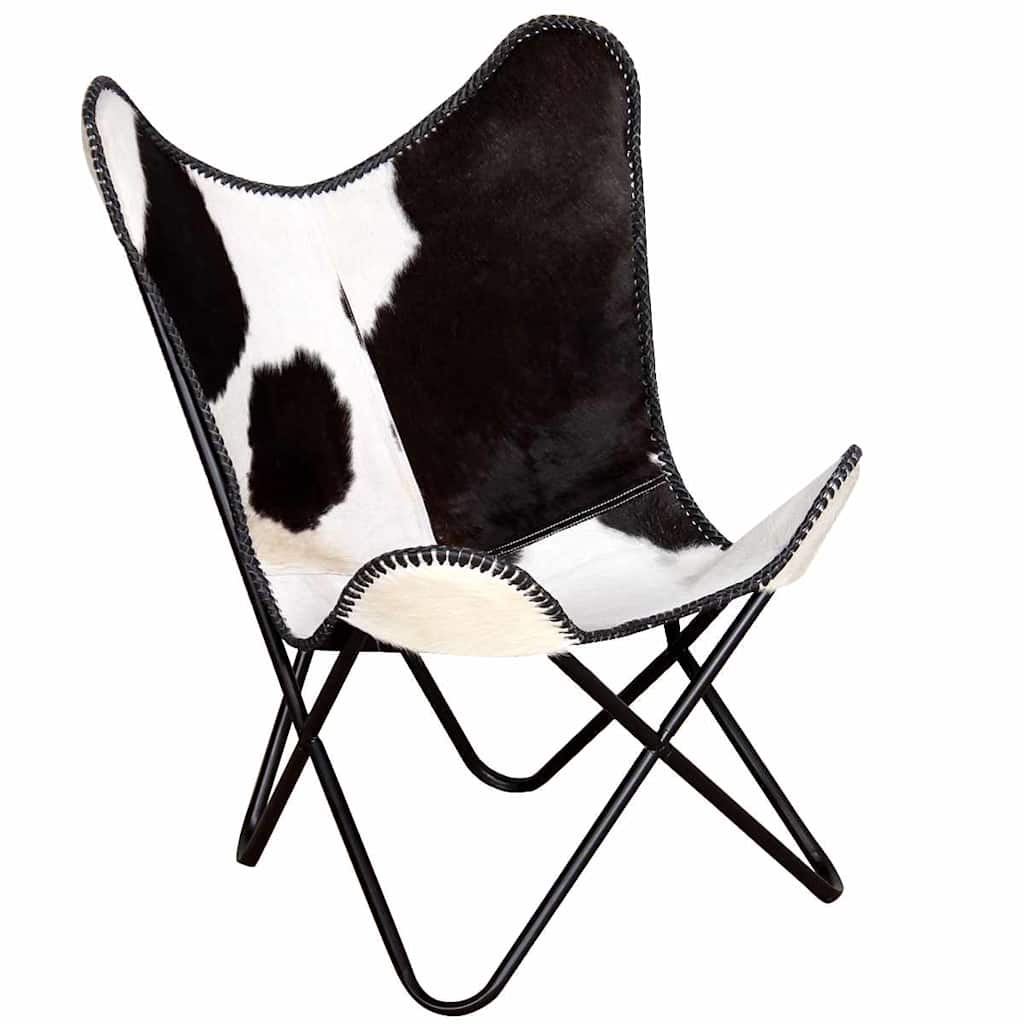 Chaise papillon noir et blanc cuir de vache - XIOS