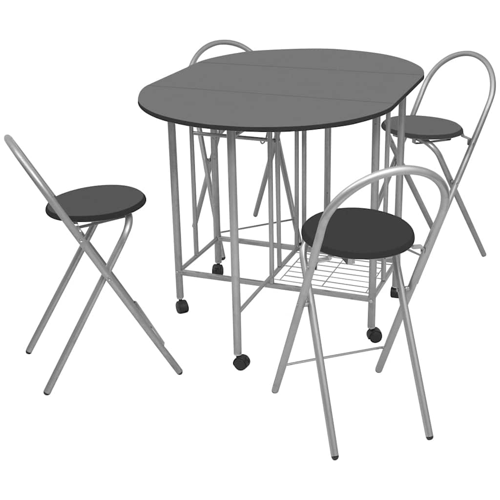 Ensemble de salle à manger pliable 5 pièces MDF noir - XIOS