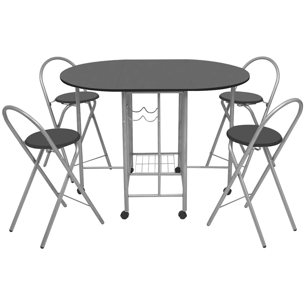 Ensemble de salle à manger pliable 5 pièces MDF noir - XIOS