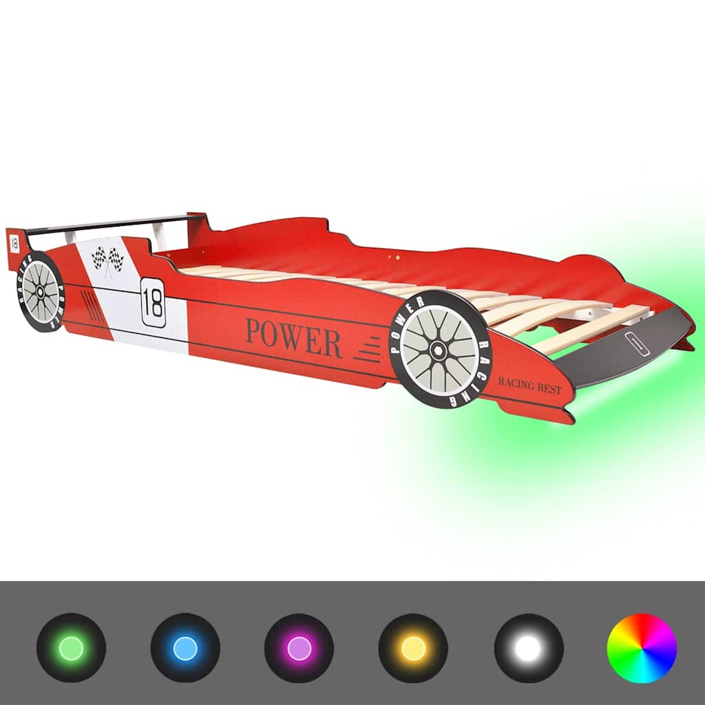 Lit voiture de course pour enfants avec LED 90 x 200 cm Rouge - XIOS