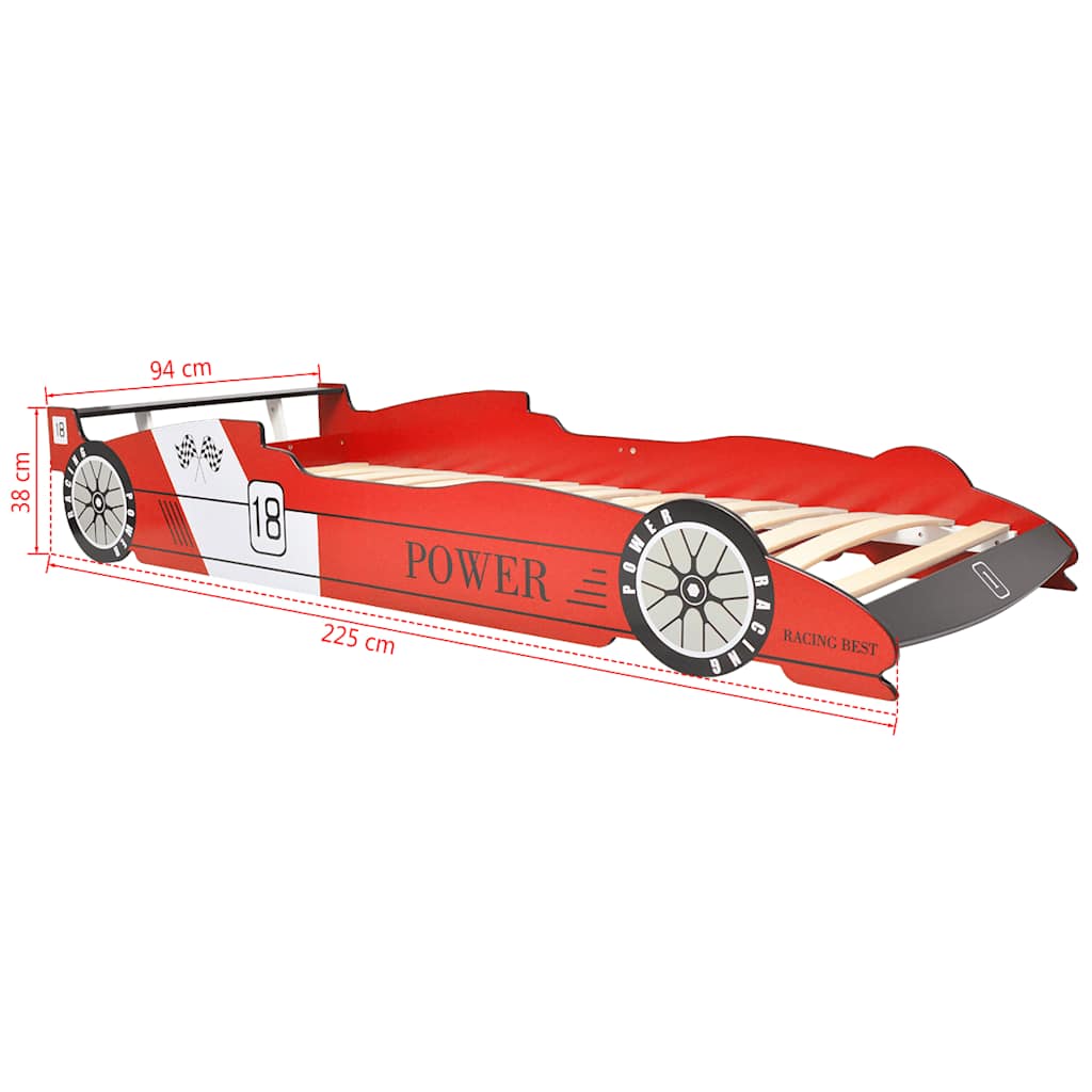 Lit voiture de course pour enfants avec LED 90 x 200 cm Rouge - XIOS