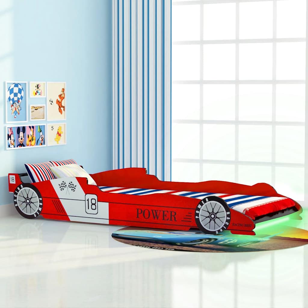 Lit voiture de course pour enfants avec LED 90 x 200 cm Rouge - XIOS