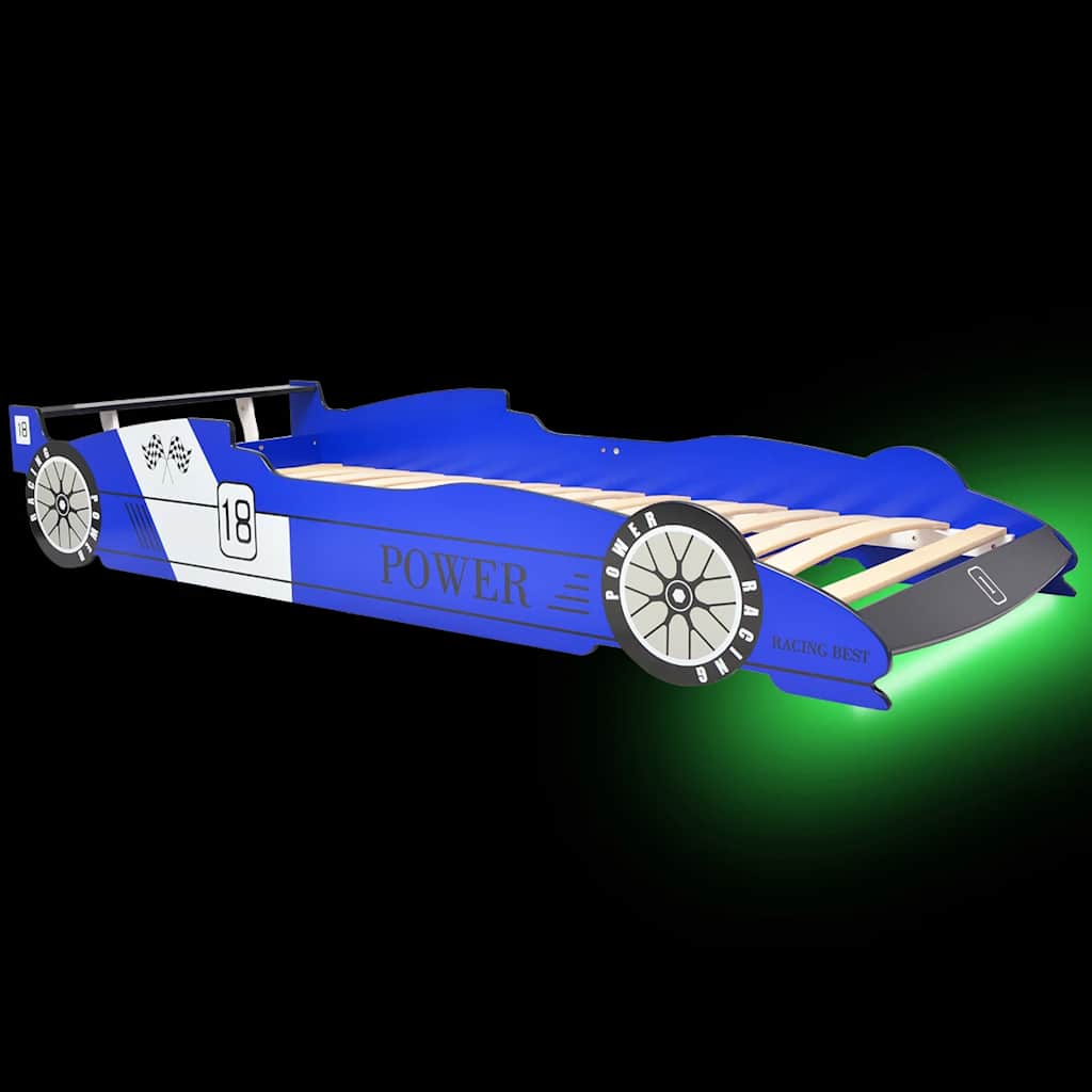 Lit voiture de course pour enfants avec LED 90 x 200 cm Bleu - XIOS