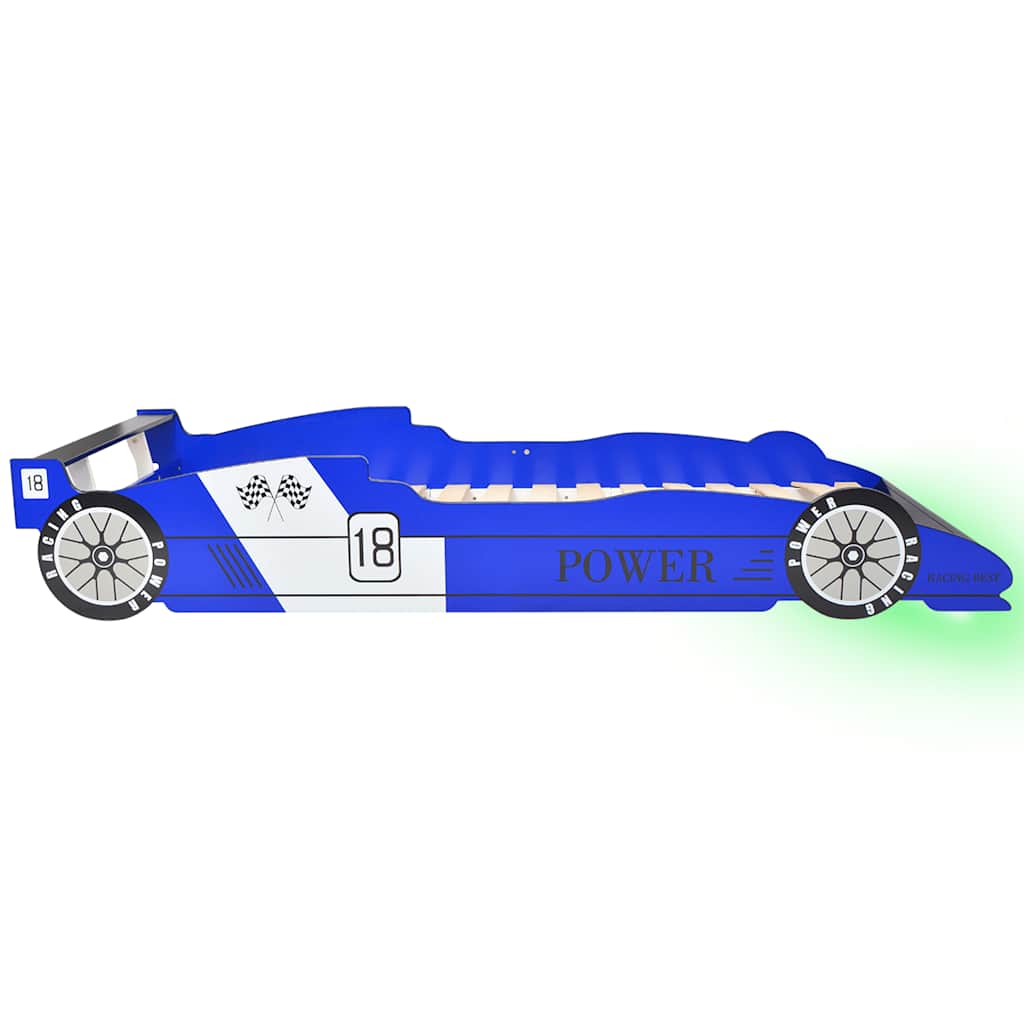 Lit voiture de course pour enfants avec LED 90 x 200 cm Bleu - XIOS