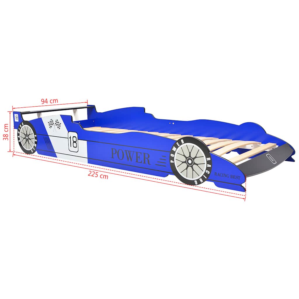 Lit voiture de course pour enfants avec LED 90 x 200 cm Bleu - XIOS