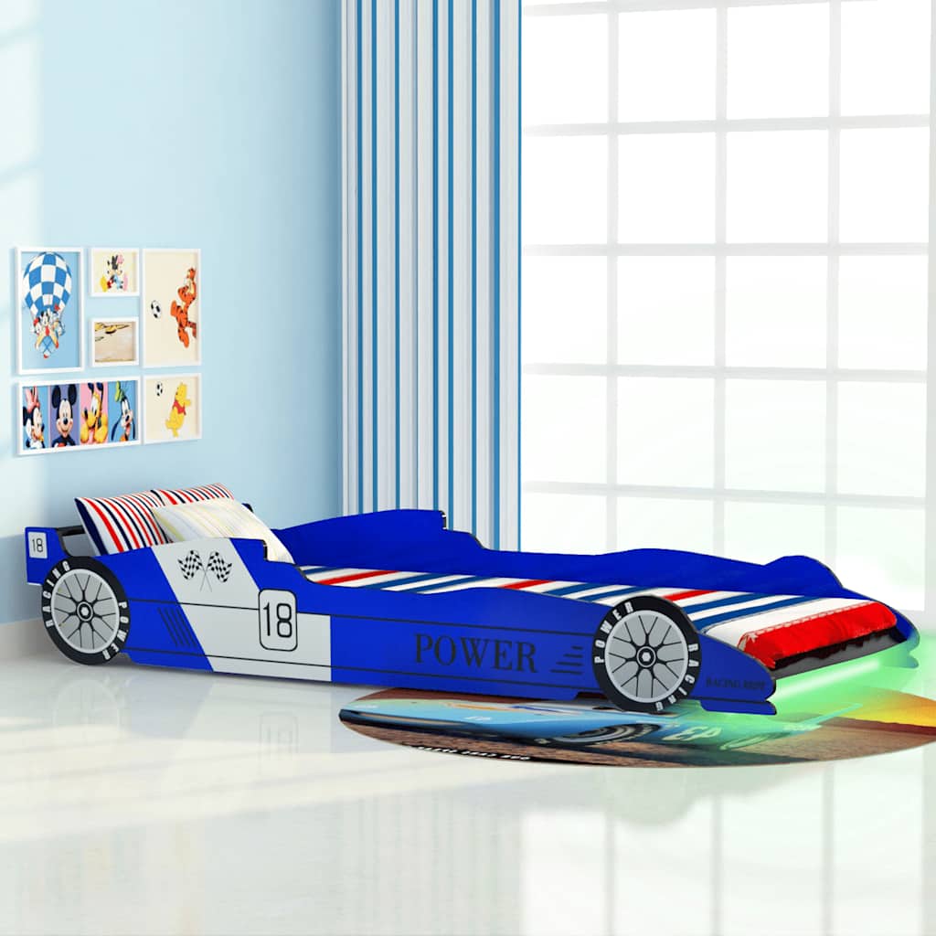 Lit voiture de course pour enfants avec LED 90 x 200 cm Bleu - XIOS
