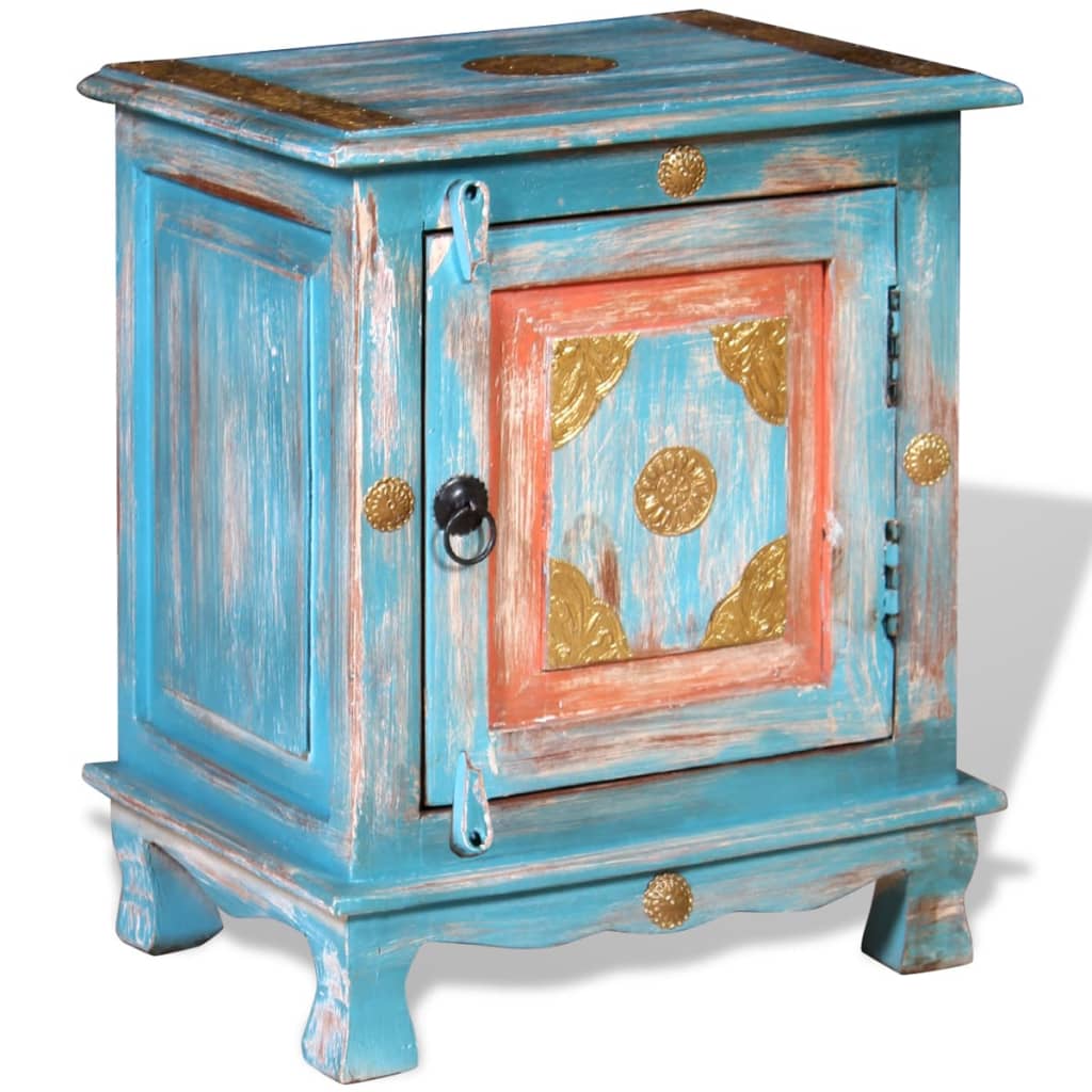 Table de chevet Bois de manguier massif Bleu - XIOS