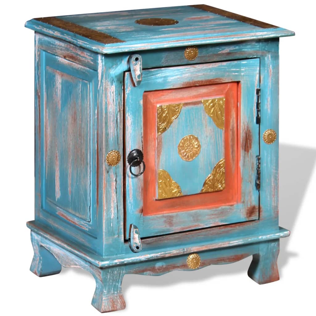 Table de chevet Bois de manguier massif Bleu - XIOS