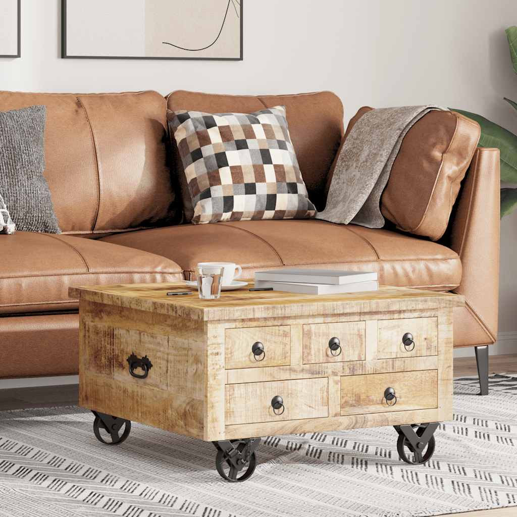 Table basse Bois de manguier brut 70 x 70 x 40 cm