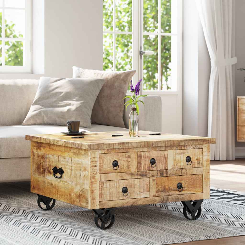 Table basse Bois de manguier brut 70 x 70 x 40 cm - XIOS