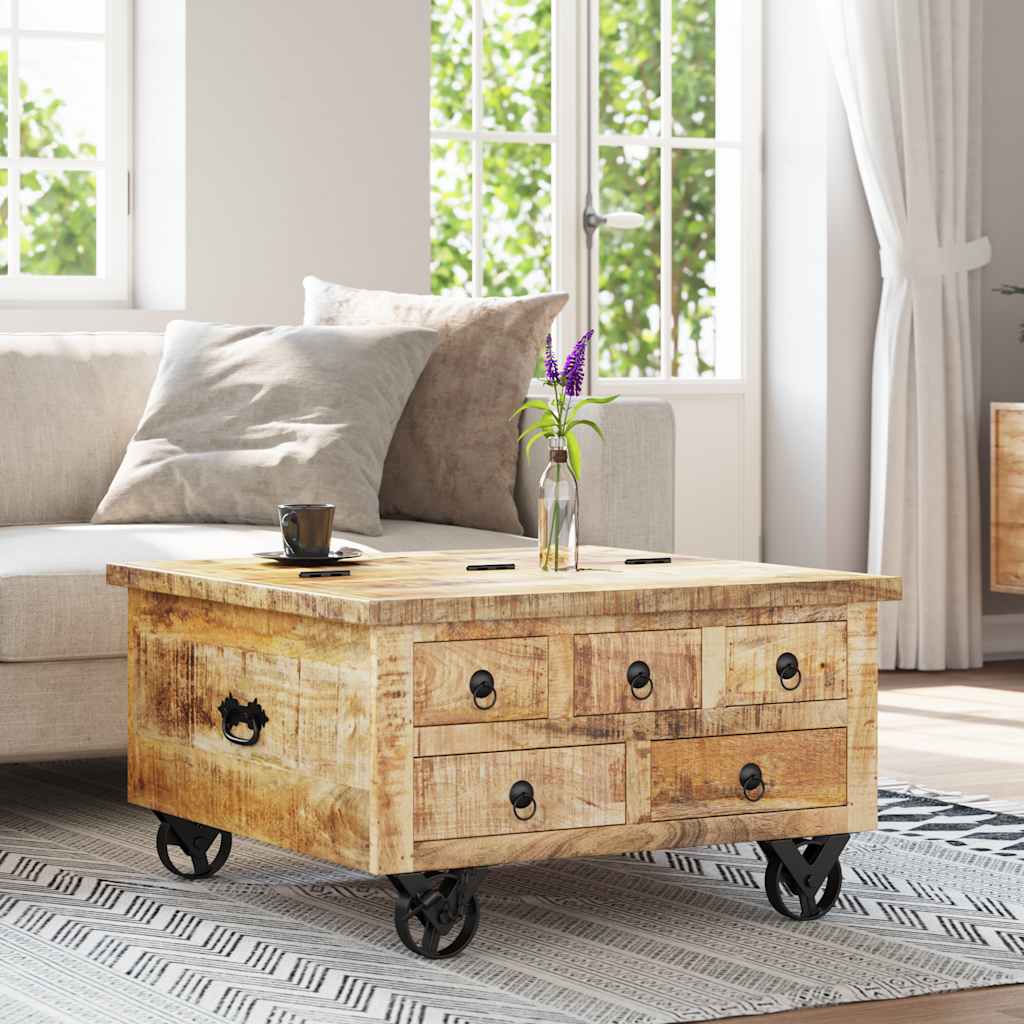 Table basse Bois de manguier brut 70 x 70 x 40 cm - XIOS